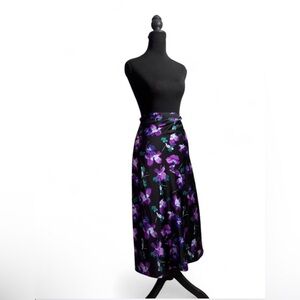 J. Crew Black and Purple Floral Maxi Skirt